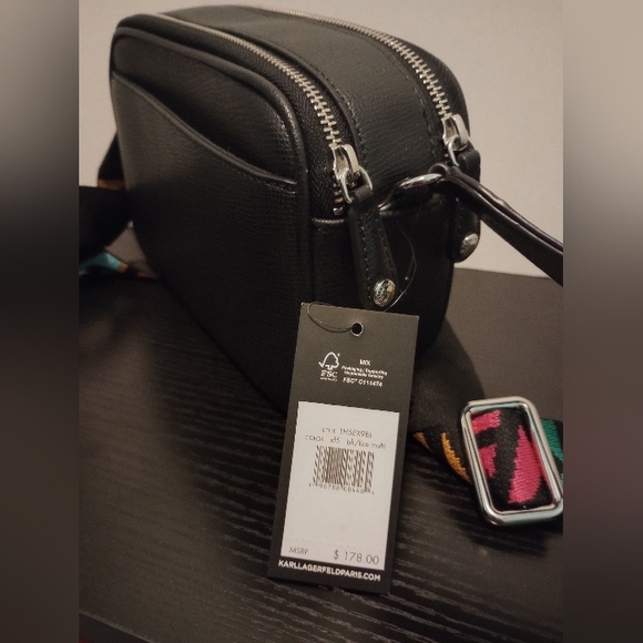 Karl‎ Lagerfeld Paris Maybelle Camera Crossbody Bag Purse Black Zip Rainbow - Picture 6 of 6